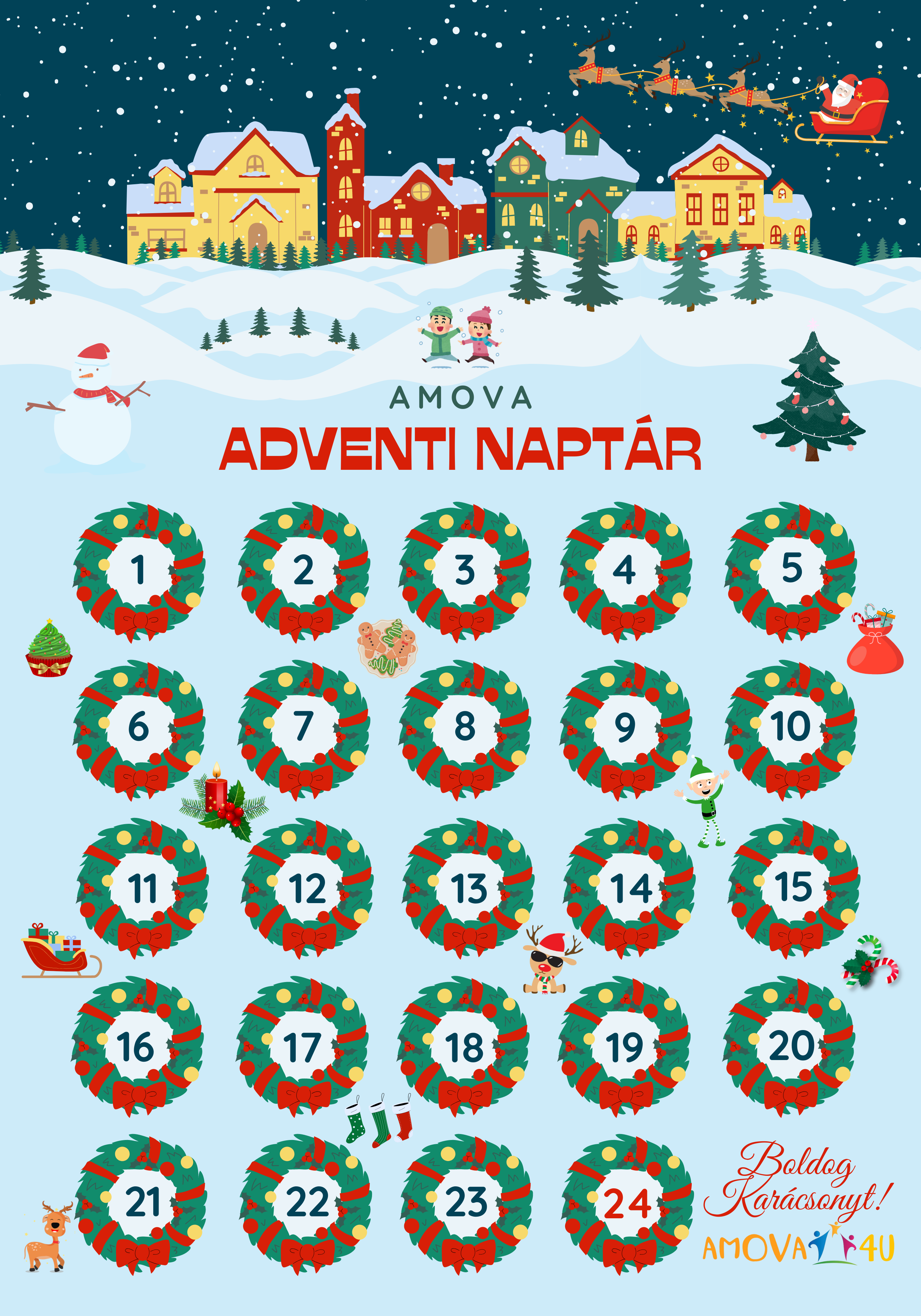 AMOVA adventi naptár mágneses naptár grafika